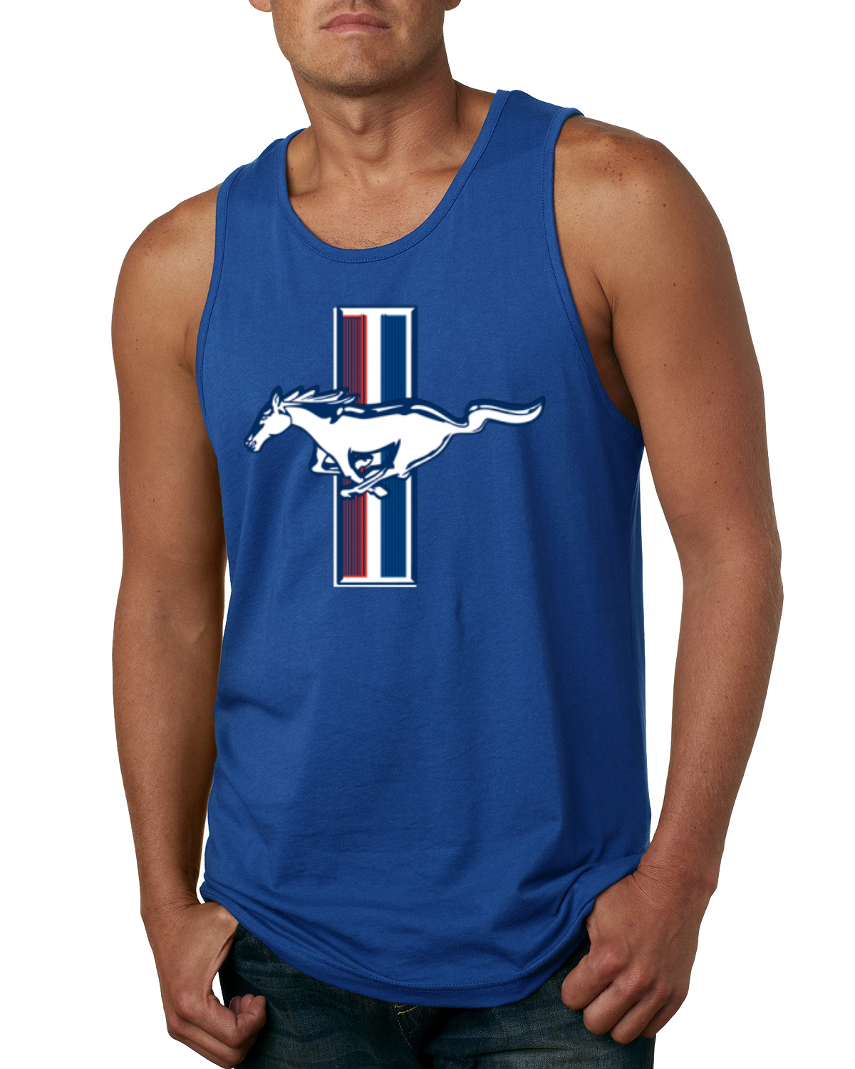 Ford Mustang Retro USA Vintage Logo Classic Bar Cars and Trucks Men Tank Top - Picture 7 of 8
