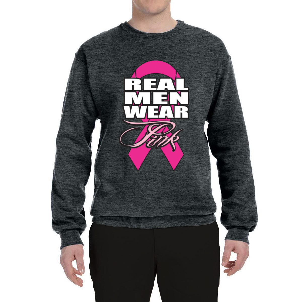 REAL MEN WEAR PINK T-shirt Breast Cancer Support Awareness Crew Sweatshirt 