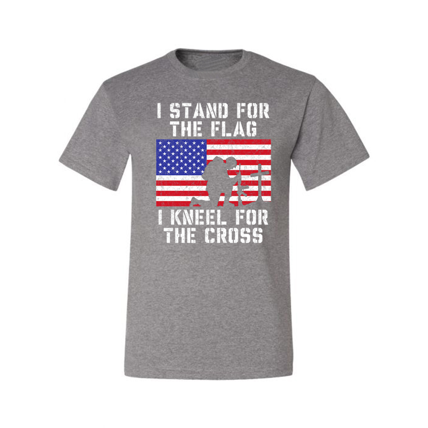 I Stand For The Flag I Kneel For The Cross Men American Pride T Shirt USA T - Picture 12 of 36