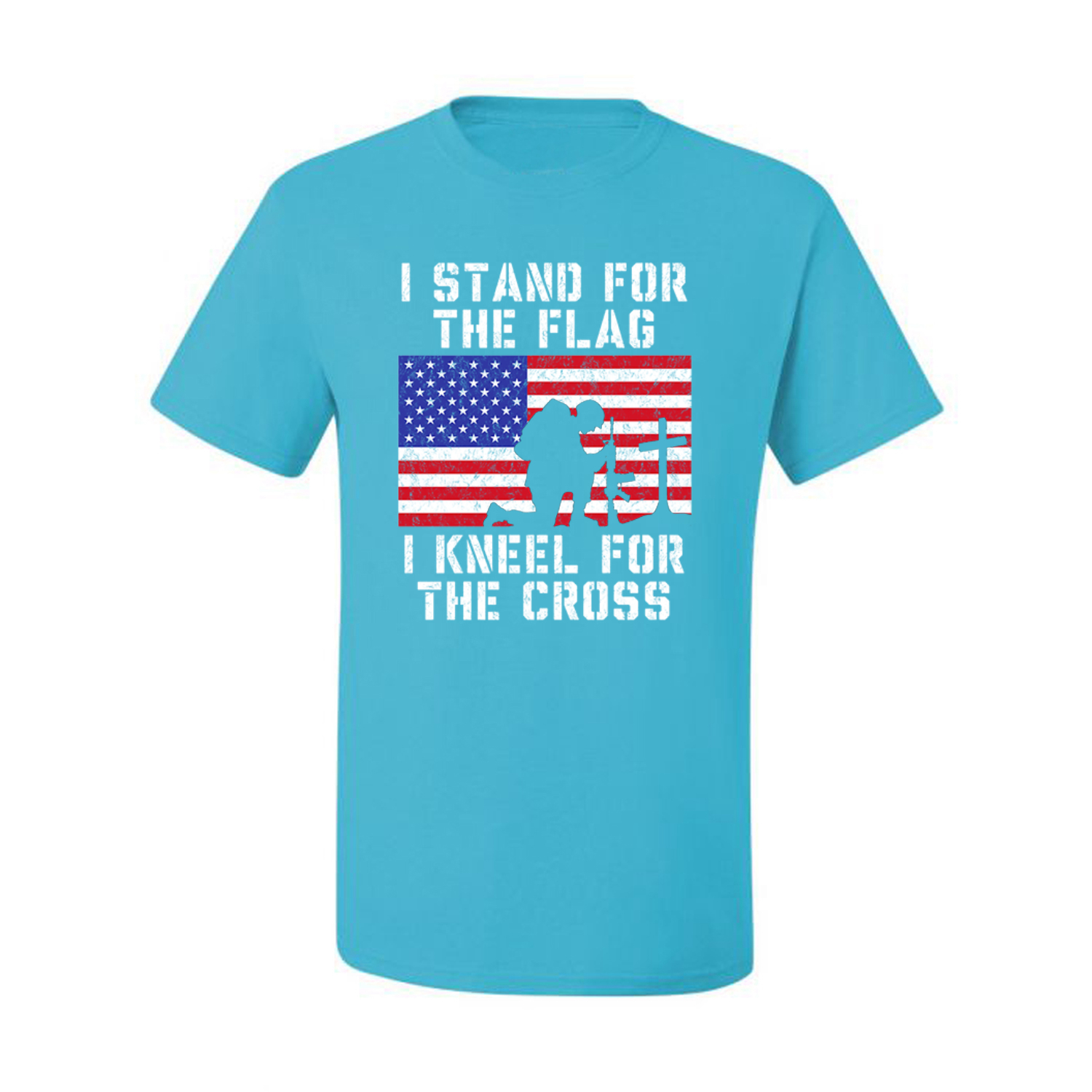 I Stand For The Flag I Kneel For The Cross Men American Pride T Shirt USA T - Picture 20 of 36
