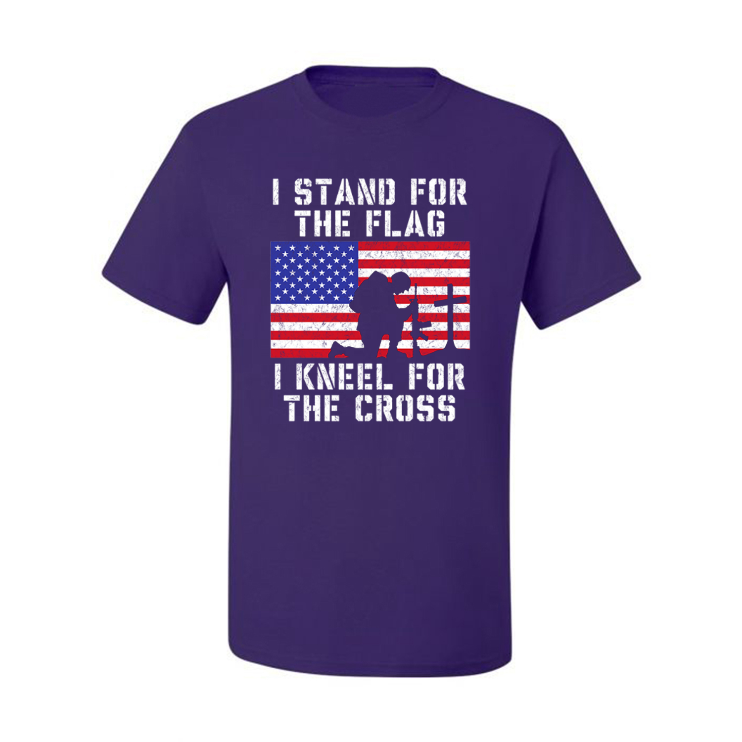 I Stand For The Flag I Kneel For The Cross Men American Pride T Shirt USA T - Picture 32 of 36