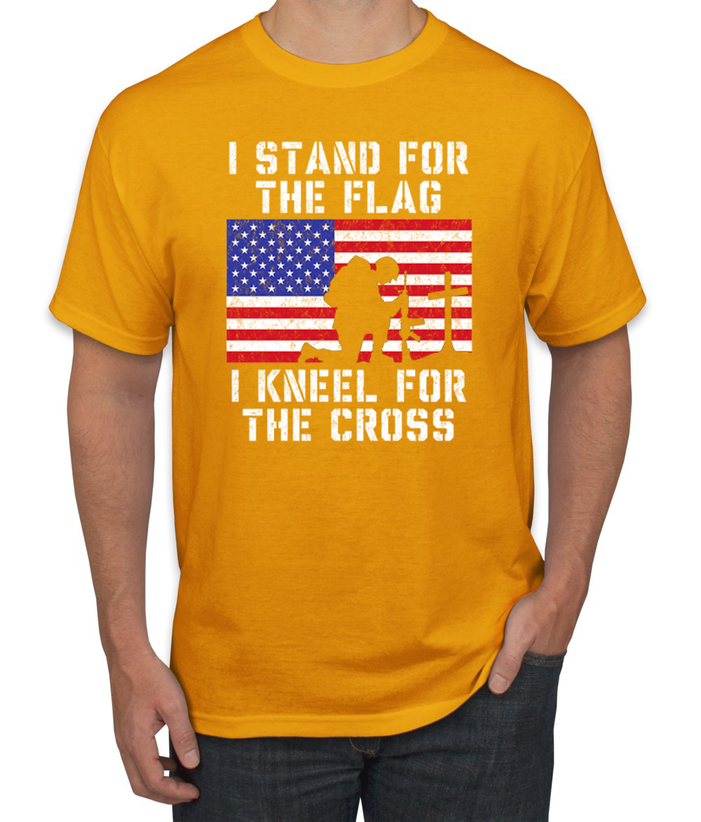 I Stand For The Flag I Kneel For The Cross Men American Pride T Shirt USA T - Picture 9 of 36