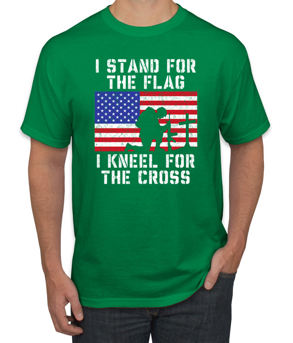 I Stand For The Flag I Kneel For The Cross Men American Pride T Shirt USA T - Picture 13 of 36