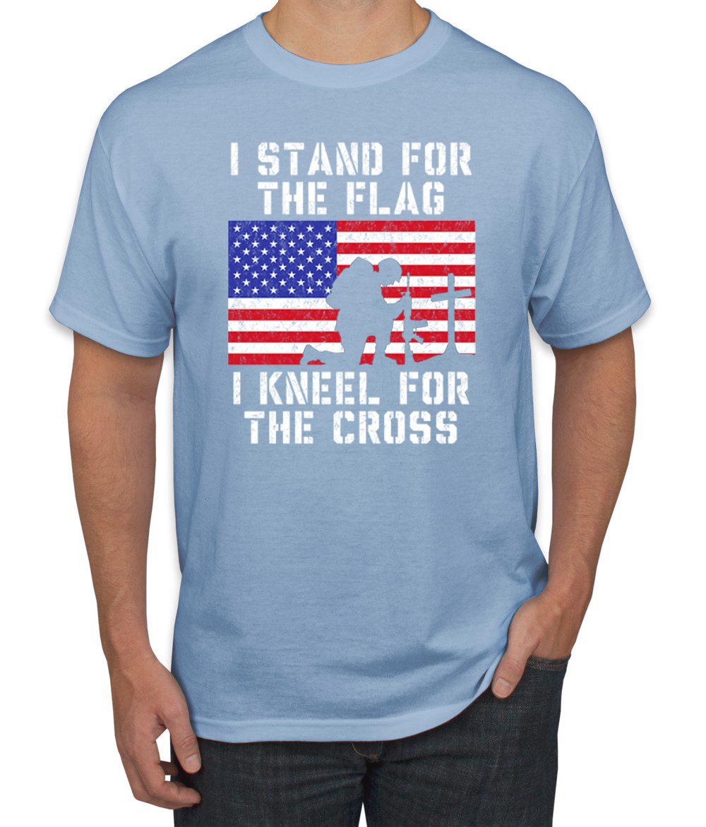 I Stand For The Flag I Kneel For The Cross Men American Pride T Shirt USA T - Picture 15 of 36