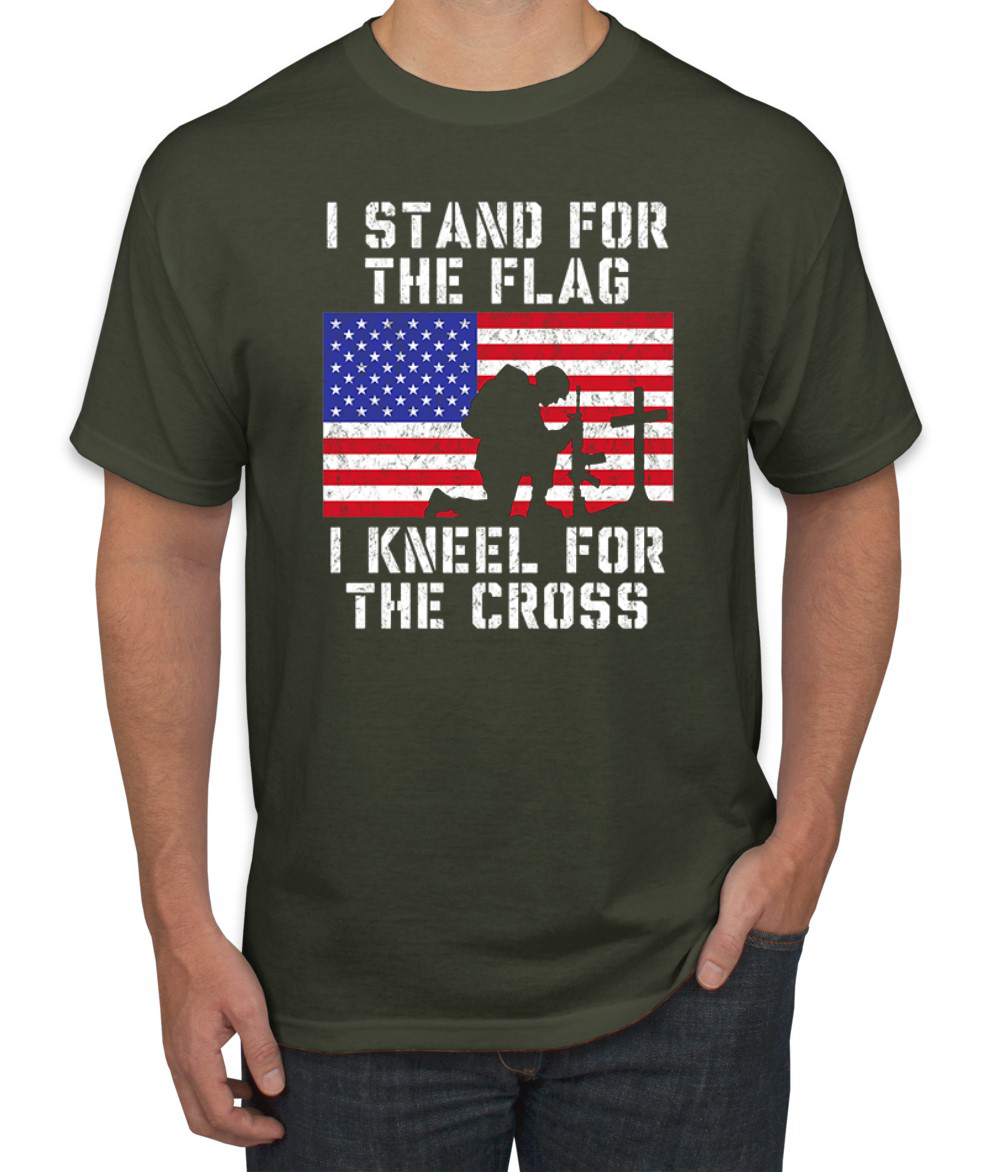 I Stand For The Flag I Kneel For The Cross Men American Pride T Shirt USA T - Picture 23 of 36