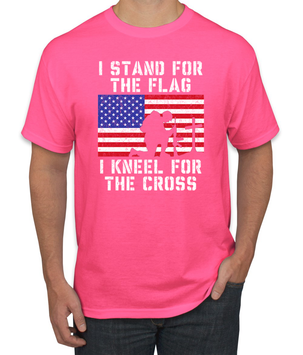 I Stand For The Flag I Kneel For The Cross Men American Pride T Shirt USA T - Picture 25 of 36
