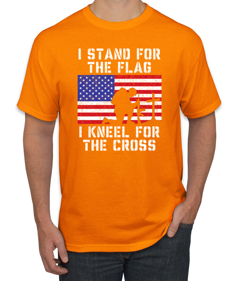 I Stand For The Flag I Kneel For The Cross Men American Pride T Shirt USA T - Picture 29 of 36