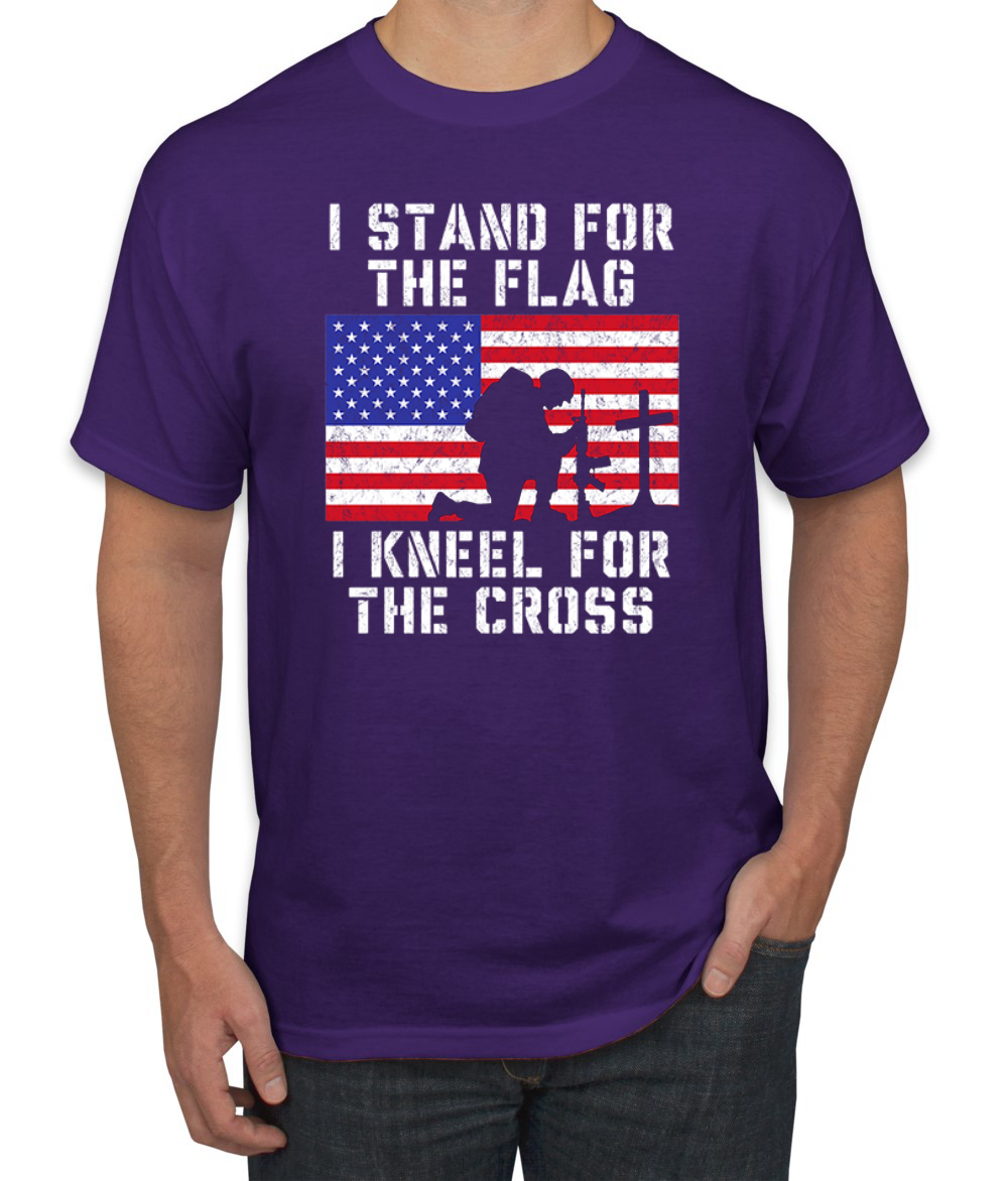 I Stand For The Flag I Kneel For The Cross Men American Pride T Shirt USA T - Picture 31 of 36