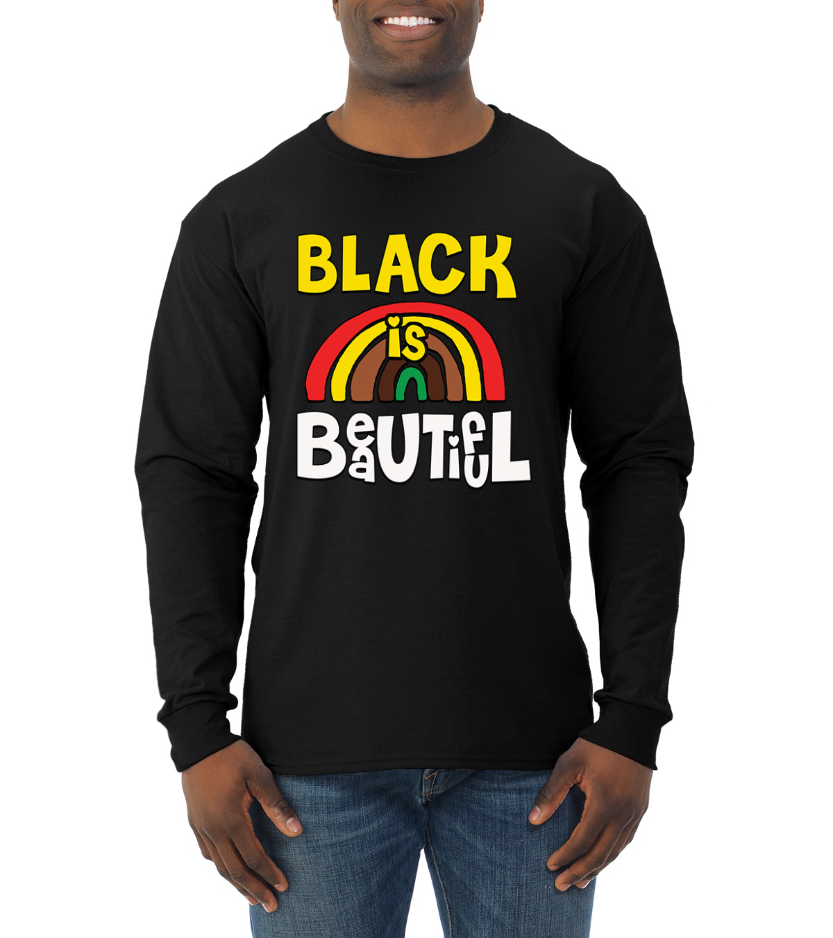 Black Is Beautiful Rainbow Black History Month Men Long Sleeve Shirt