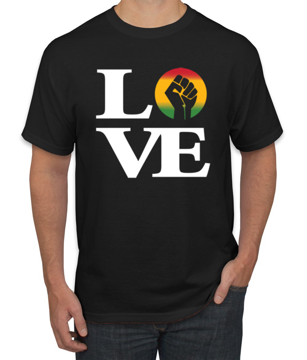 LOVE Raised Fist Pride Black History Month Men Graphic Tshirt