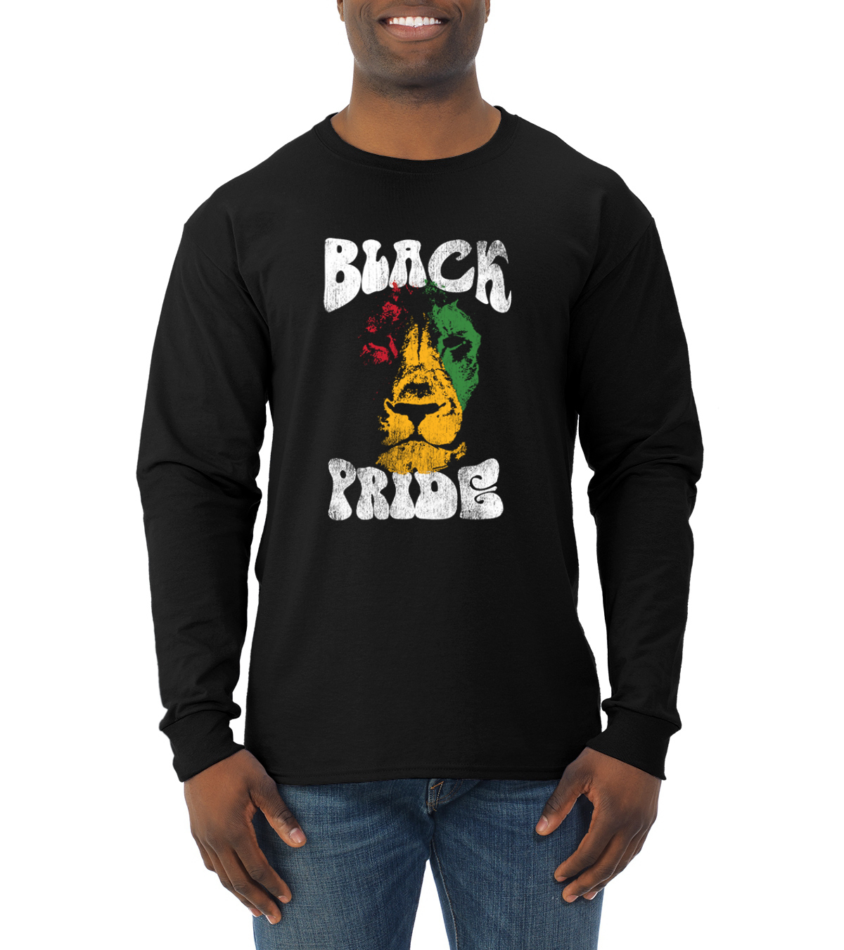 Black Pride Lion Black History Month Men Long Sleeve Shirt