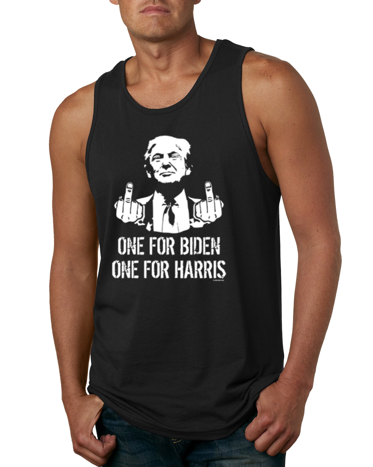 Trump Middle Dinger One for Biden One for Harris MAGA Political Men Tank Top