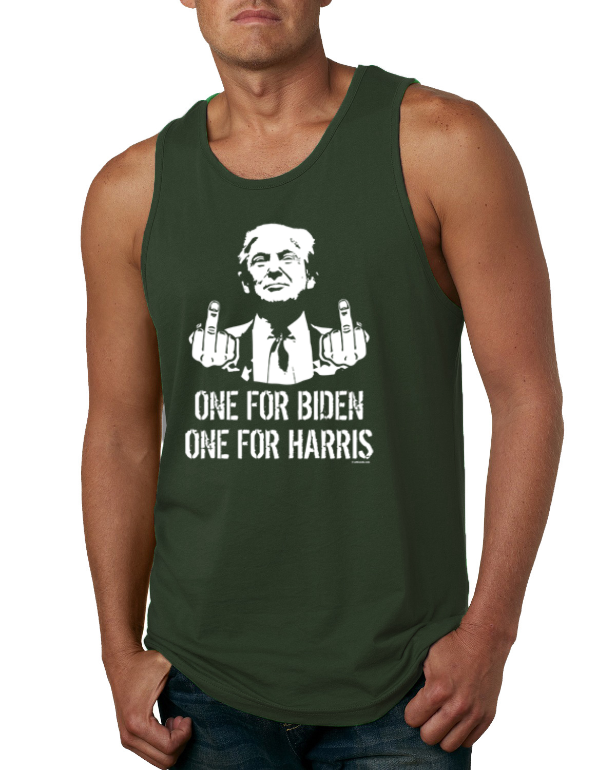 Trump Middle Dinger One for Biden One for Harris MAGA Political Men Tank Top