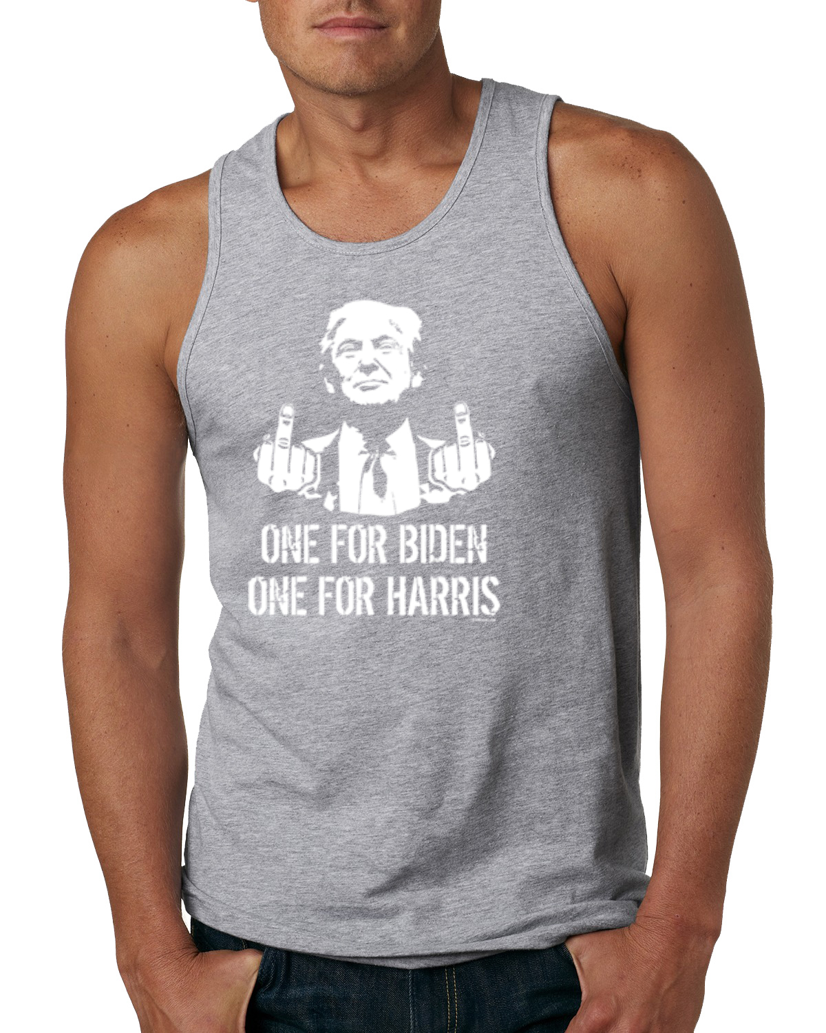 Trump Middle Dinger One for Biden One for Harris MAGA Political Men Tank Top