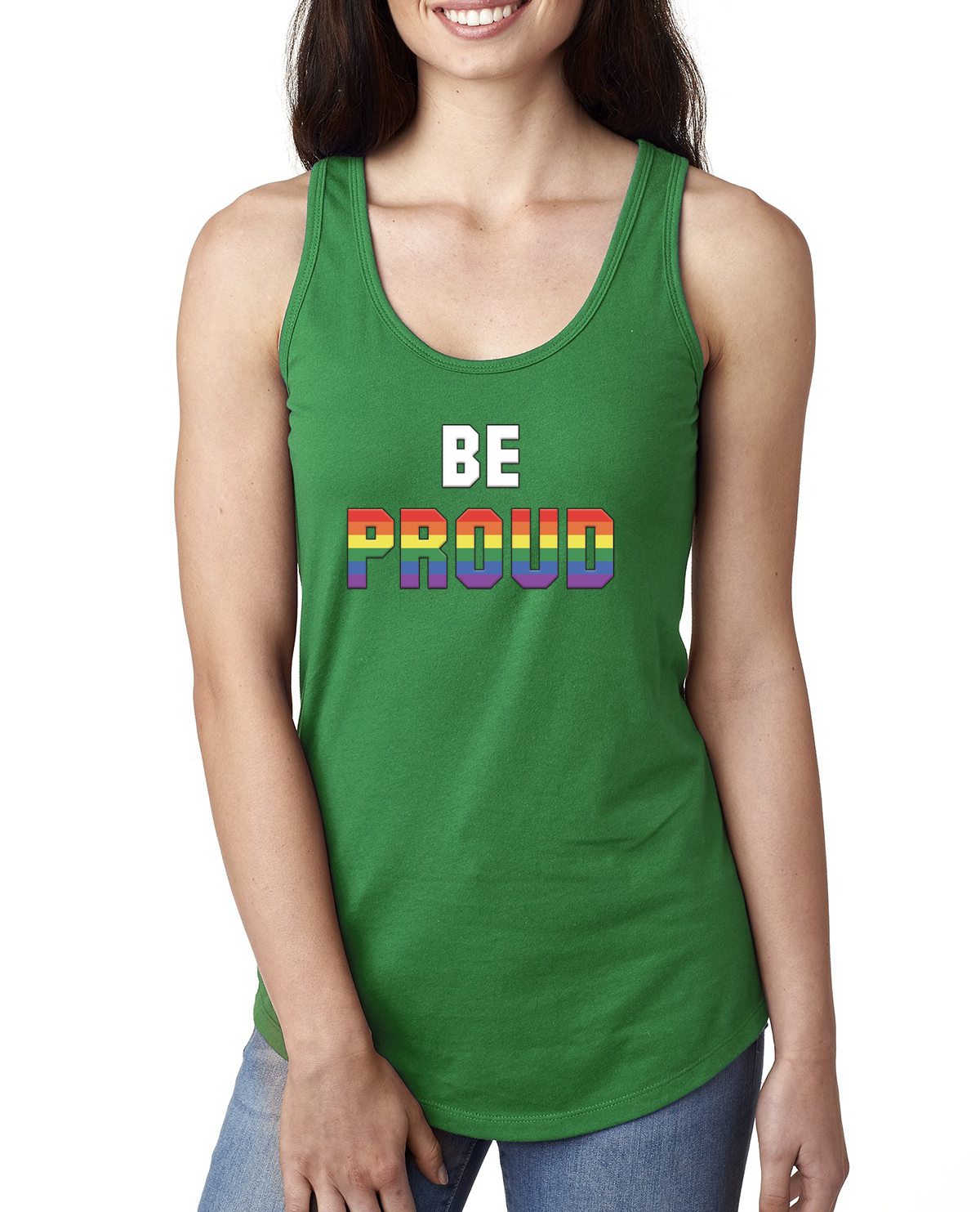 Be Proud LGBTQ Pride Rainbow Gay Lesbian Bisexual Transgender Racerback Tank Top - Picture 5 of 14