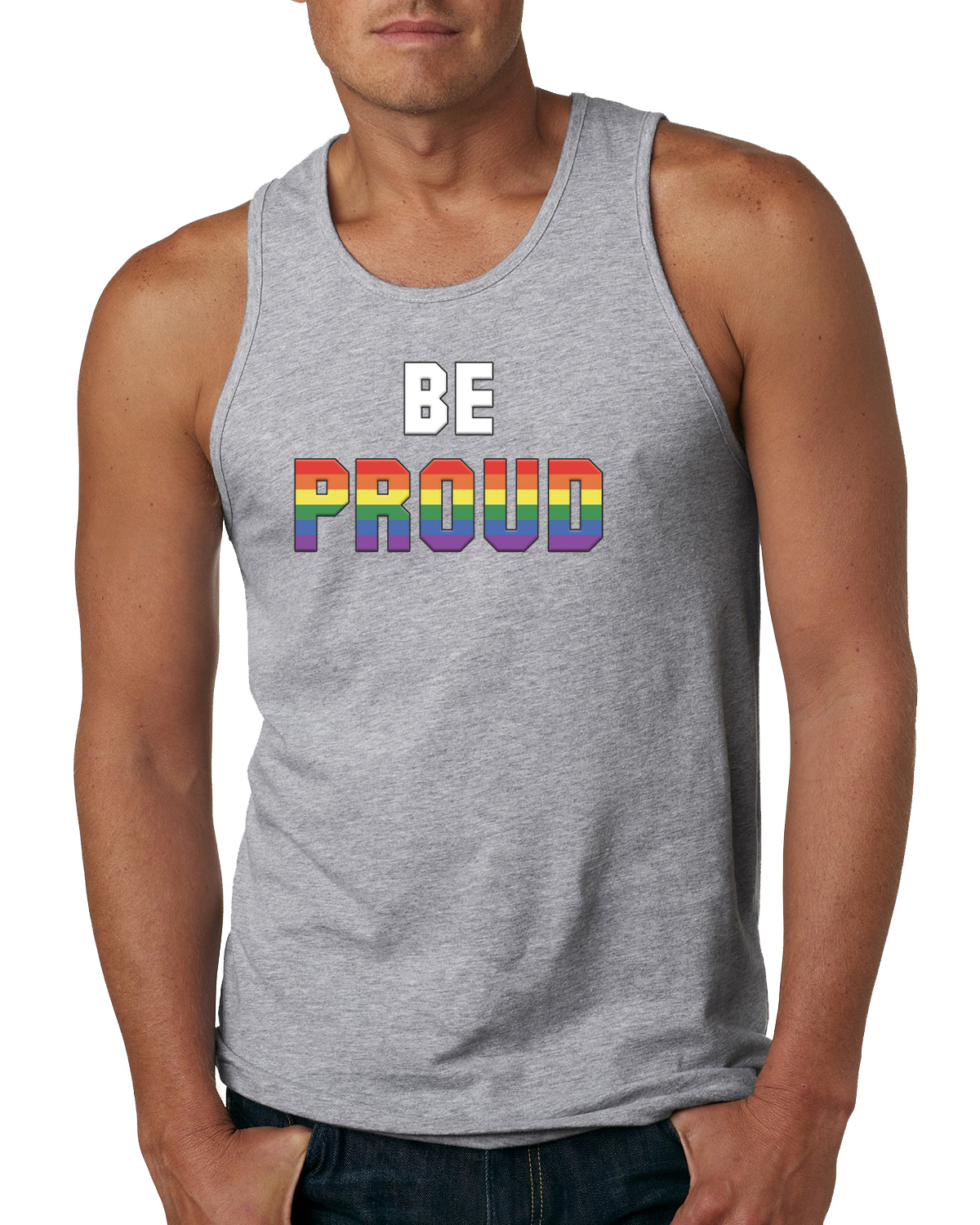 Camiseta sin mangas Be Proud LGBTQ Pride Rainbow gay lesbiana bisexual transgénero - Imagen 5 de 8