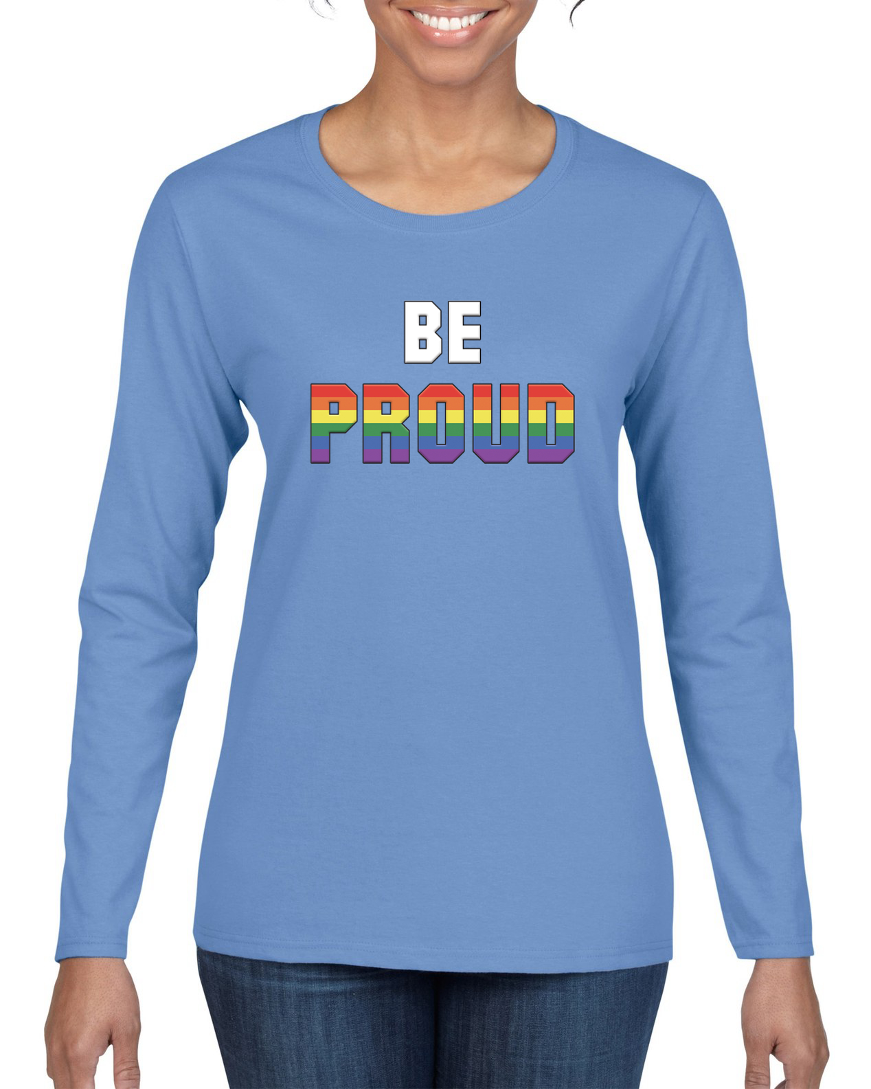 Be Proud LGBTQ Pride Rainbow Gay Lesbian Bisexual Transgender Long Sleeve Shirt - Picture 11 of 11