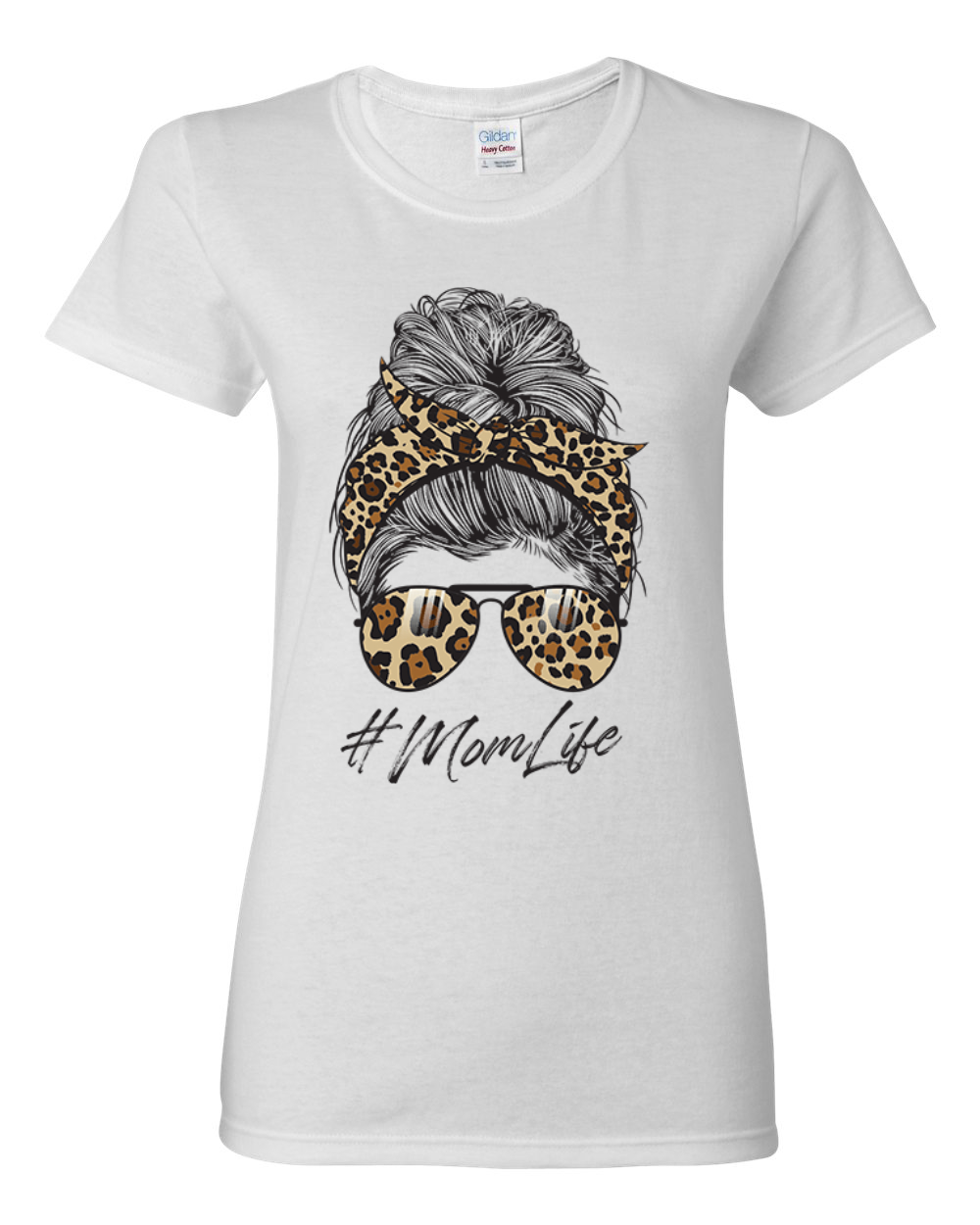 Camisa gráfica Mom Life cabello desordenado Bandana estampado de leopardo Día de la Madre Mujeres - Imagen 7 de 9