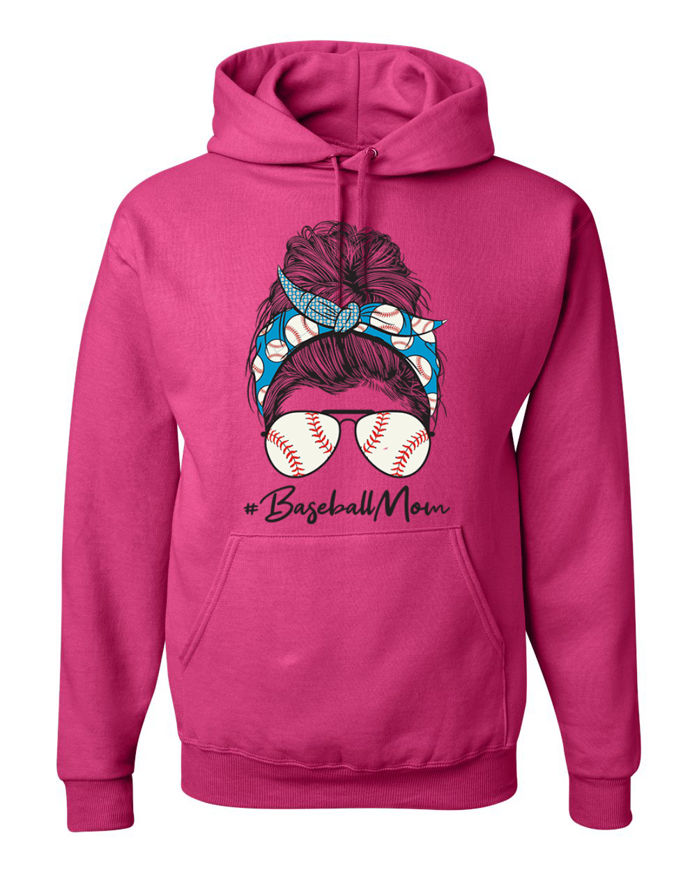 Mom Life Baseball Messy Hair Bandana Mothers Day Men Women Hooded Sweatshirt - Picture 3 of 12