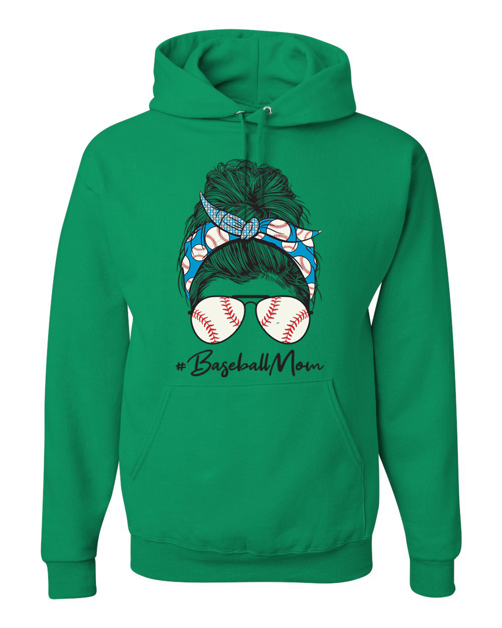 Mom Life Baseball Messy Hair Bandana Mothers Day Men Women Hooded Sweatshirt - Picture 5 of 12