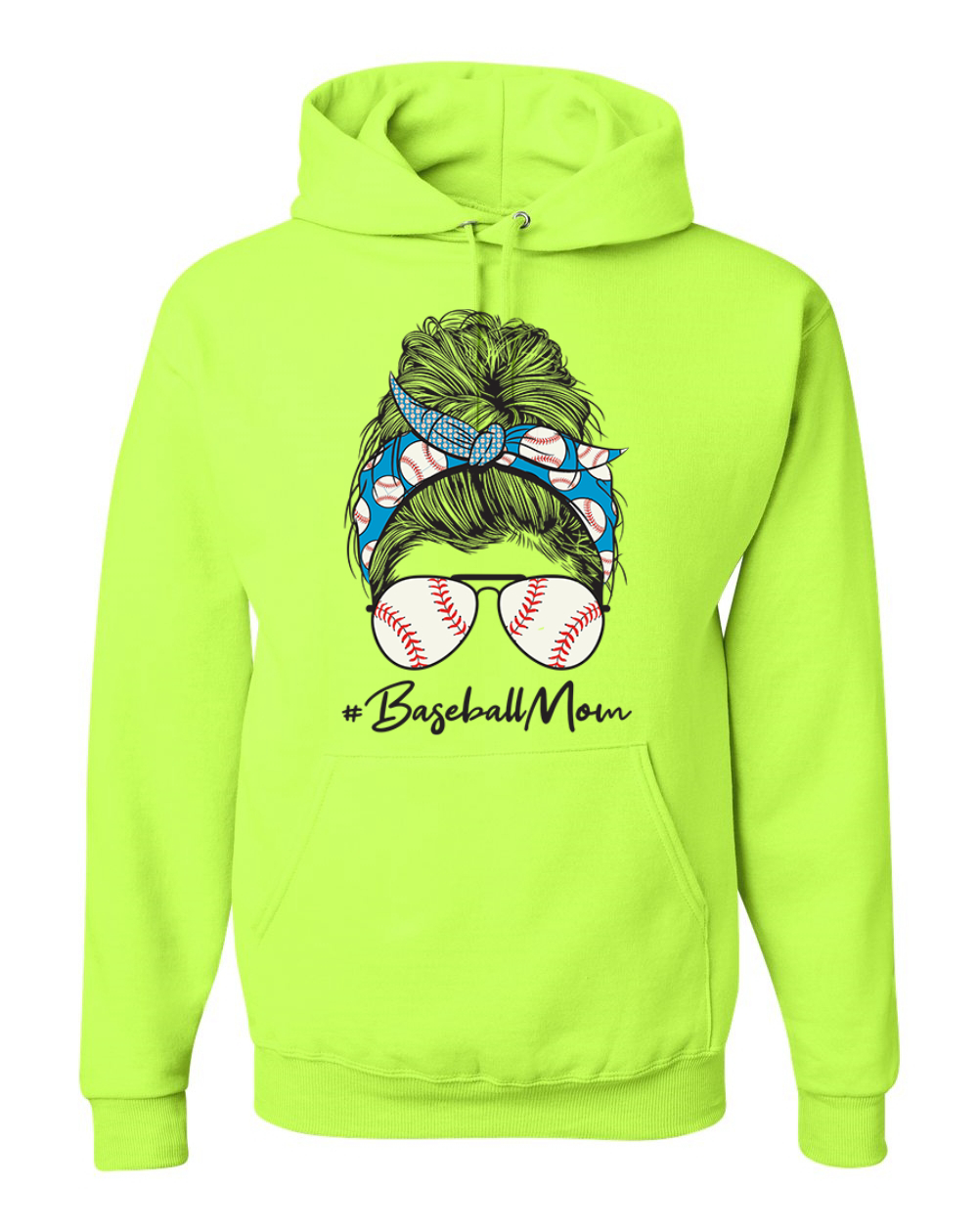 Mom Life Baseball Messy Hair Bandana Mothers Day Men Women Hooded Sweatshirt - Picture 8 of 12