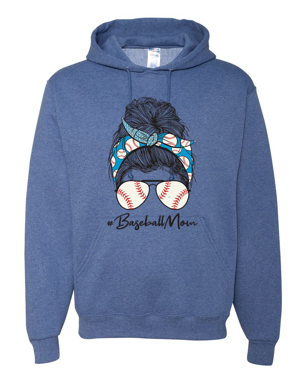 Mom Life Baseball Messy Hair Bandana Mothers Day Men Women Hooded Sweatshirt - Picture 9 of 12