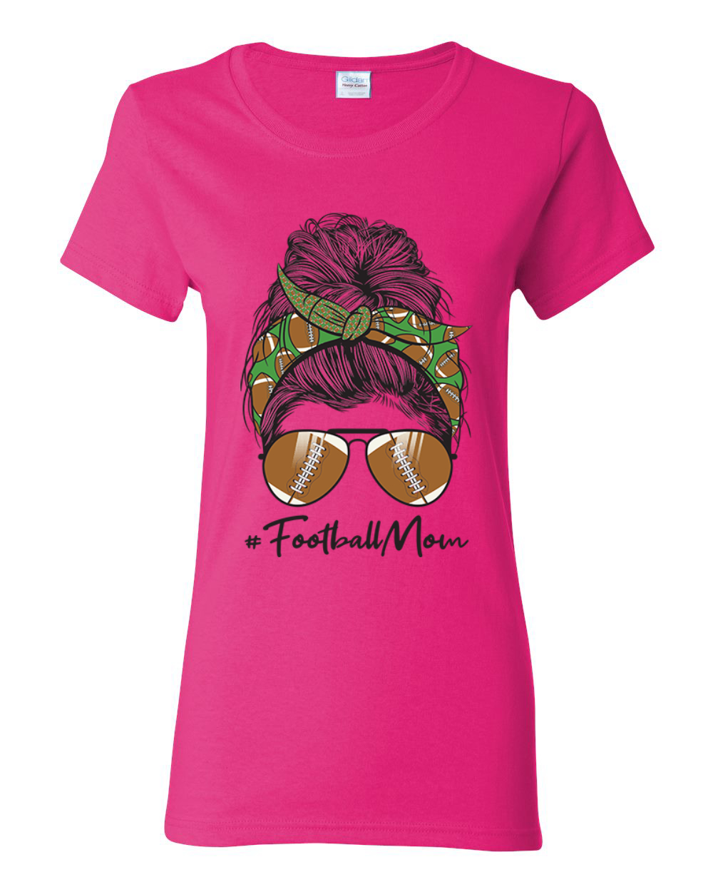 Mom Life Fußball unordentliches Haar Bandana Muttertag Frauen grafisches Shirt - Bild 3 von 9