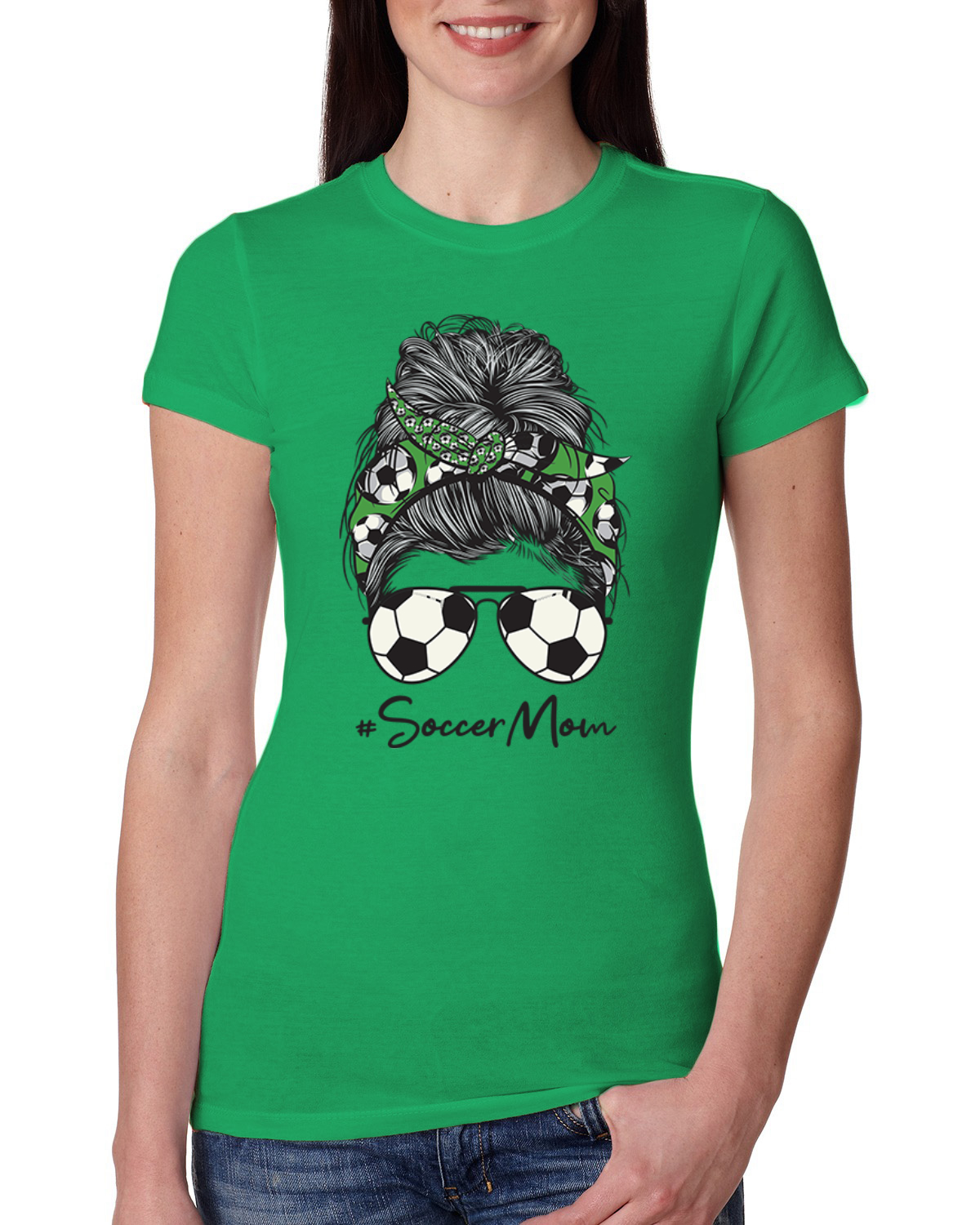 Bandana para el pelo desordenado de la vida de fútbol para mamá día de la madre para mujer camiseta ajustada junior - Imagen 4 de 9