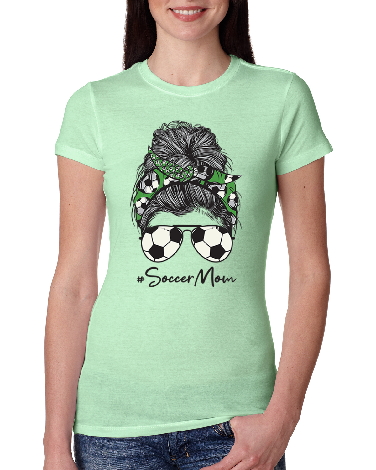 Bandana para el pelo desordenado de la vida de fútbol para mamá día de la madre para mujer camiseta ajustada junior - Imagen 7 de 9