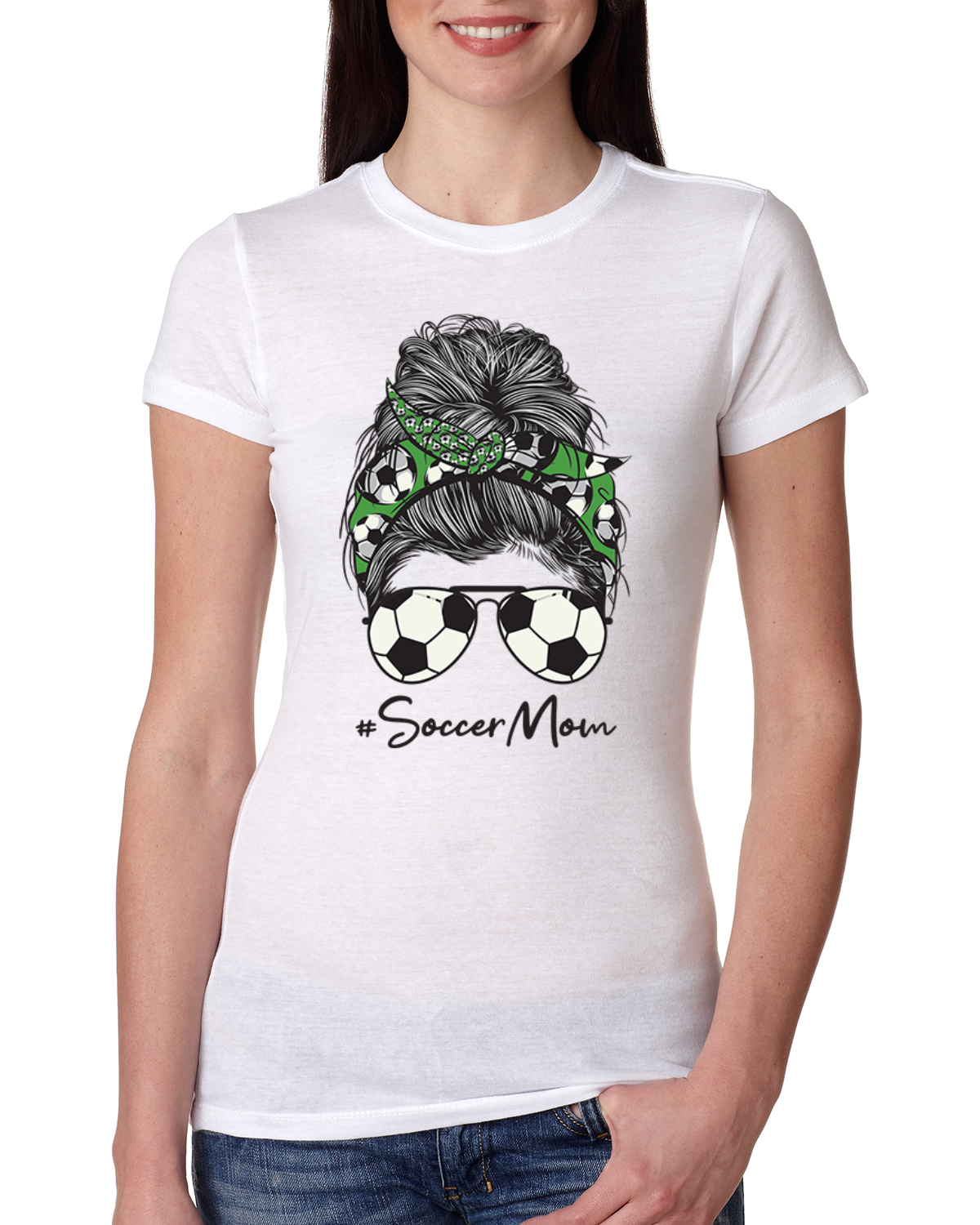 Bandana para el pelo desordenado de la vida de fútbol para mamá día de la madre para mujer camiseta ajustada junior - Imagen 5 de 9