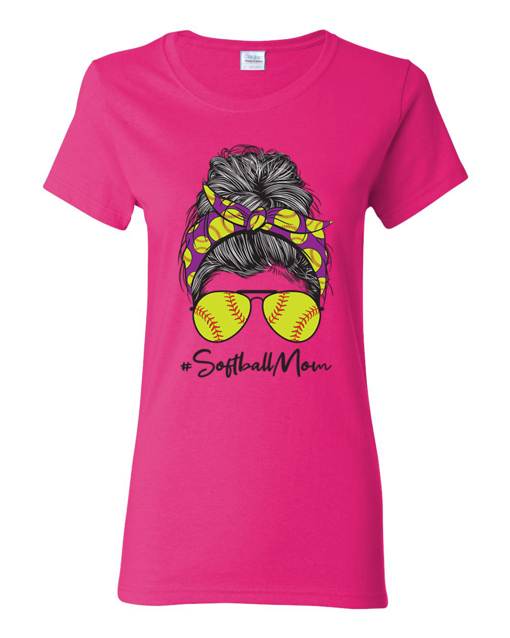 Mom Softball Life unordentliches Haar Bandana Muttertag Frauen Grafik Shirt - Bild 3 von 9