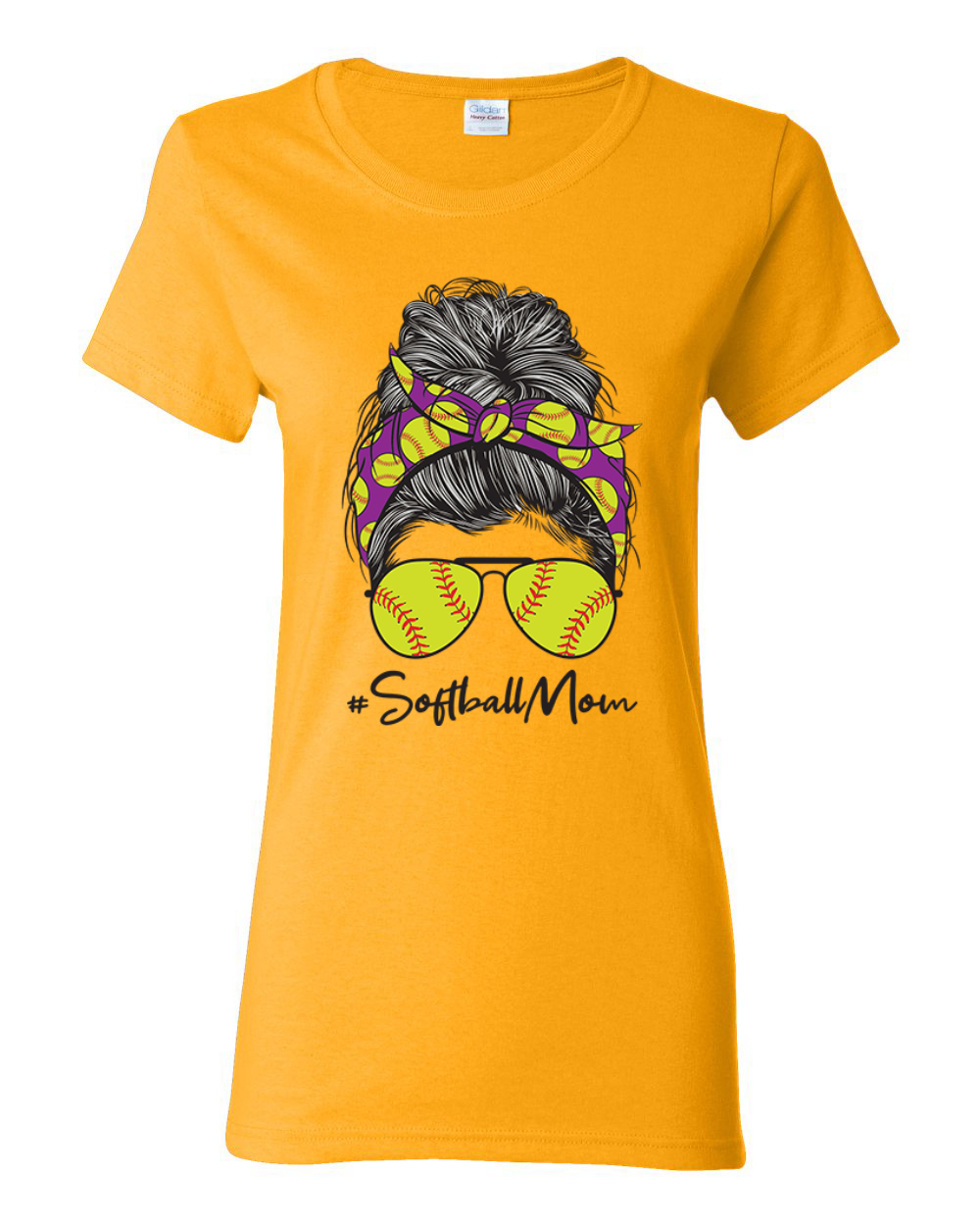 Mom Softball Life unordentliches Haar Bandana Muttertag Frauen Grafik Shirt - Bild 8 von 9