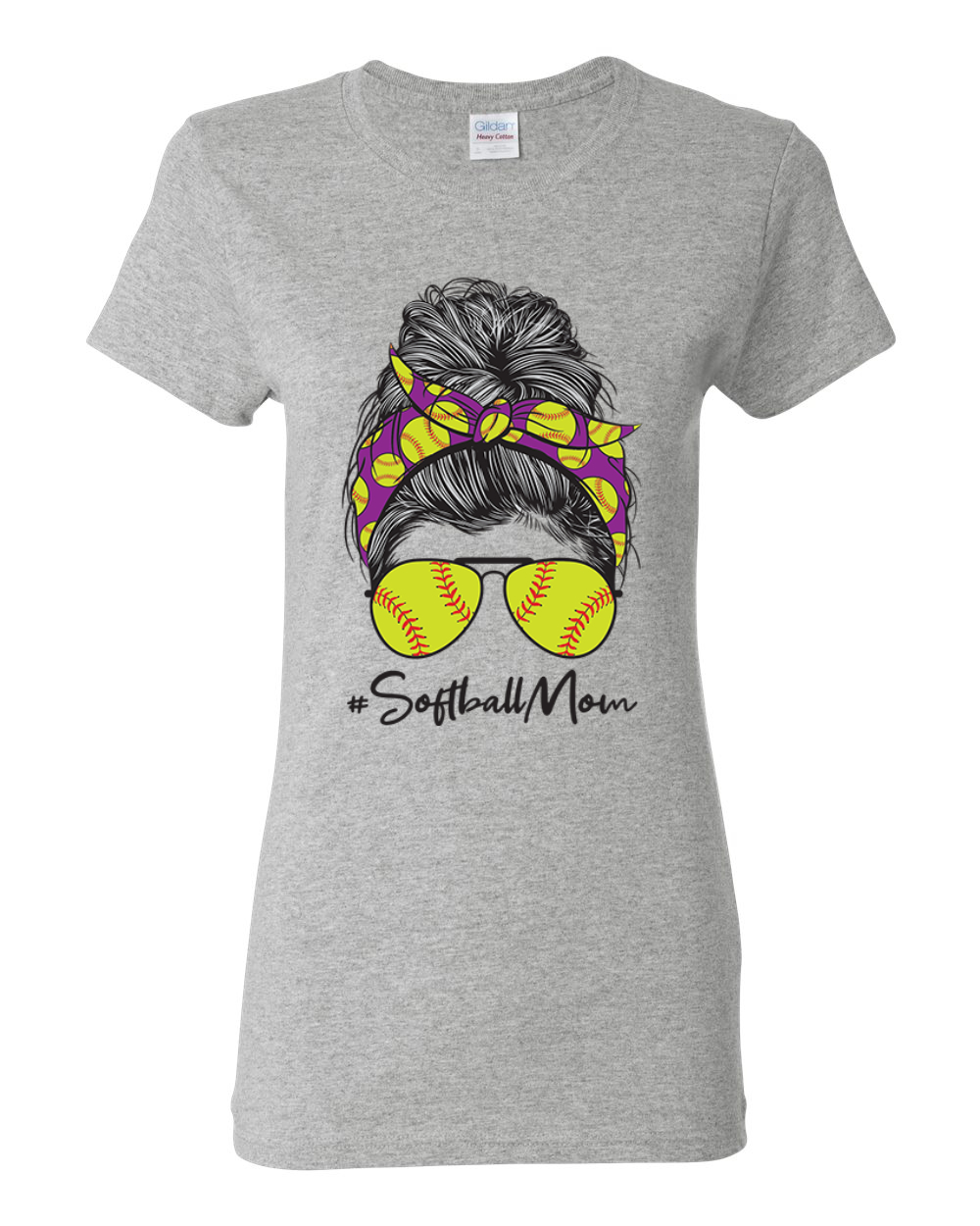 Mom Softball Life unordentliches Haar Bandana Muttertag Frauen Grafik Shirt - Bild 4 von 9