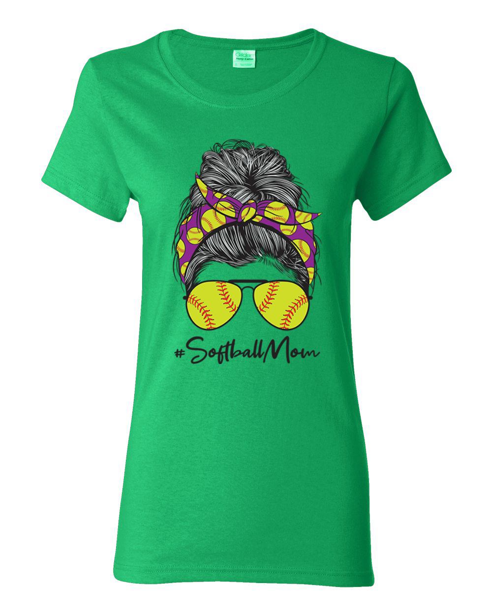 Mom Softball Life unordentliches Haar Bandana Muttertag Frauen Grafik Shirt - Bild 5 von 9