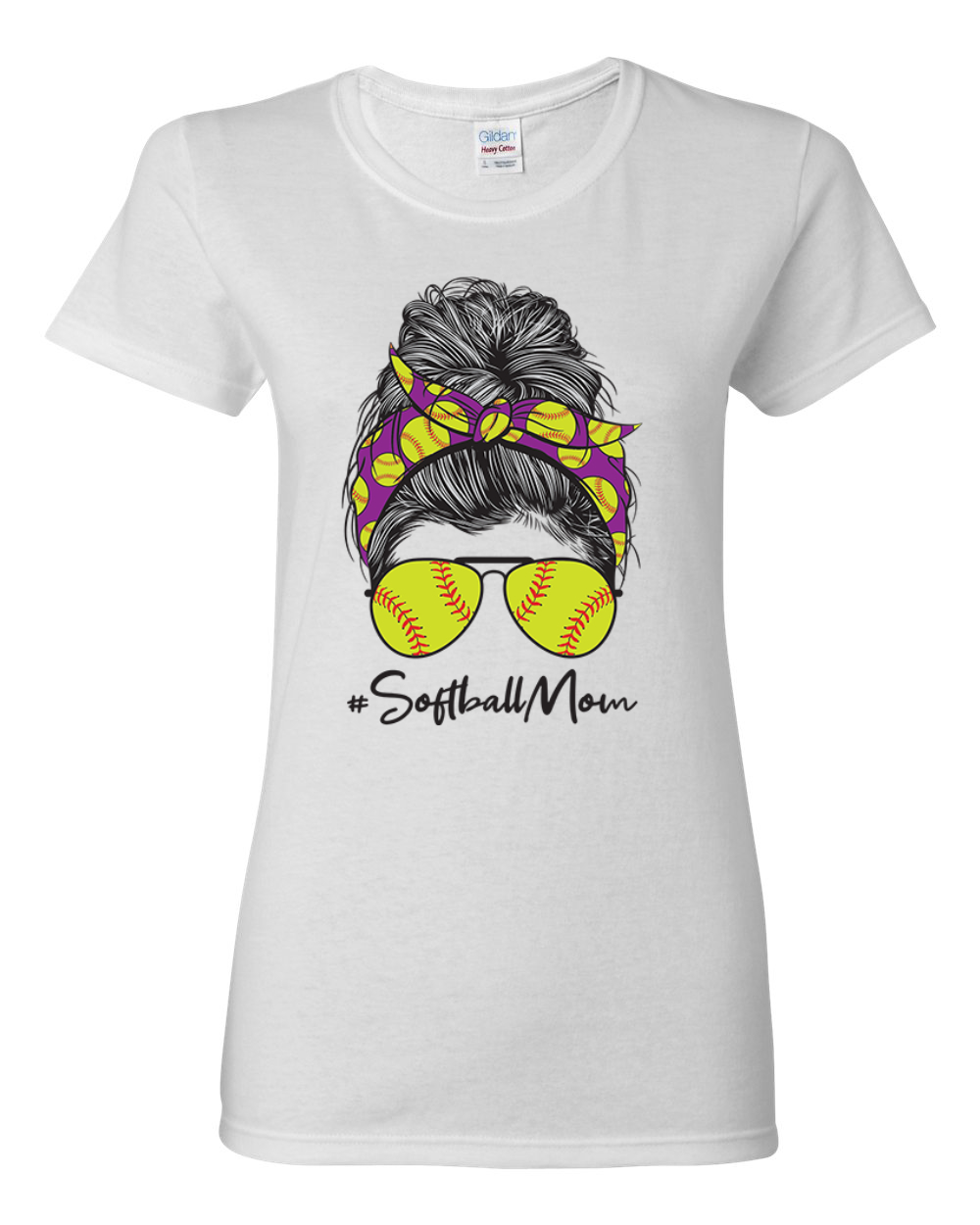 Mom Softball Life unordentliches Haar Bandana Muttertag Frauen Grafik Shirt - Bild 7 von 9