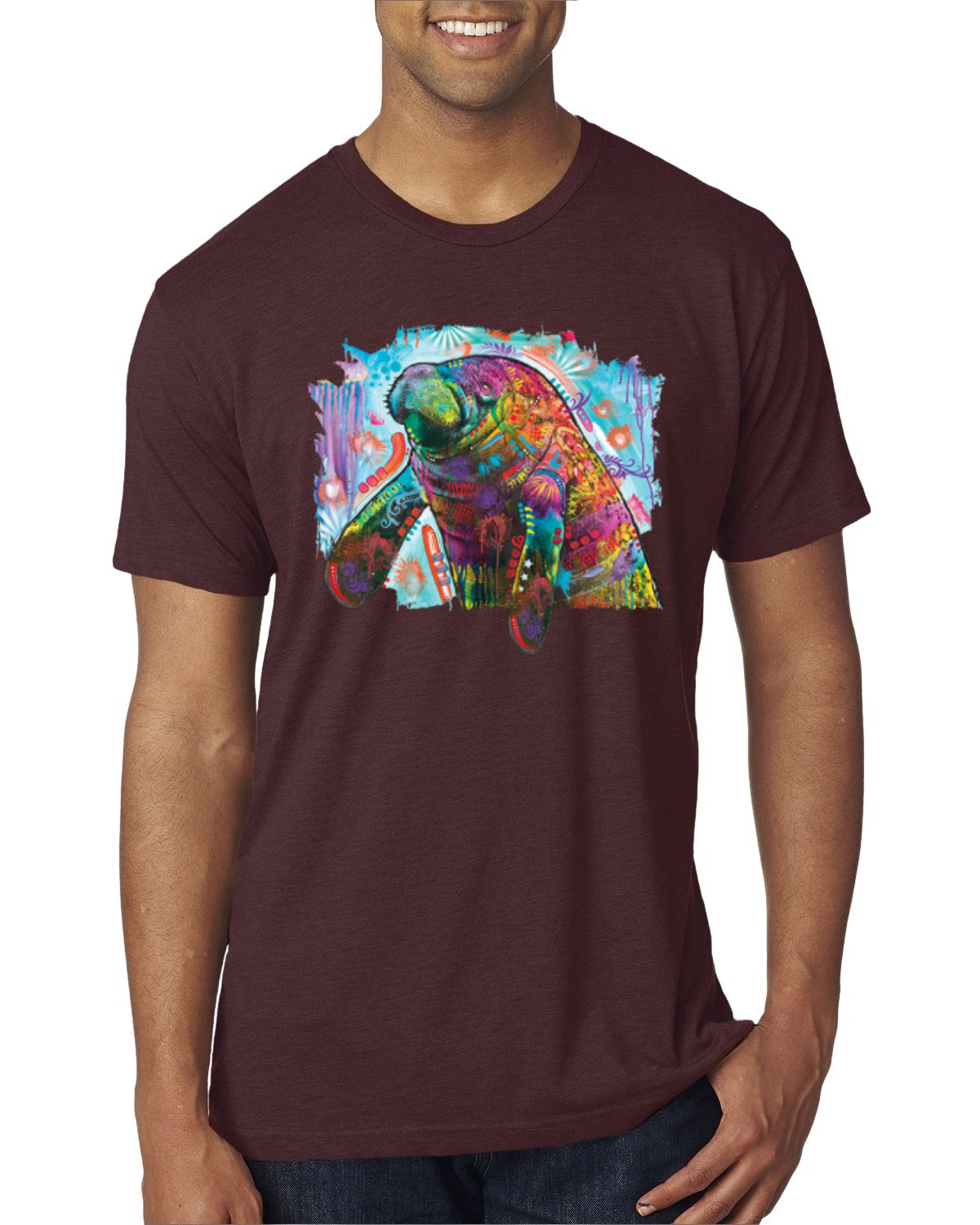 Camiseta Dean Russo Diseño Manatí Pintado Arco Iris para Hombre Premium Tri Mezcla - Imagen 8 de 11
