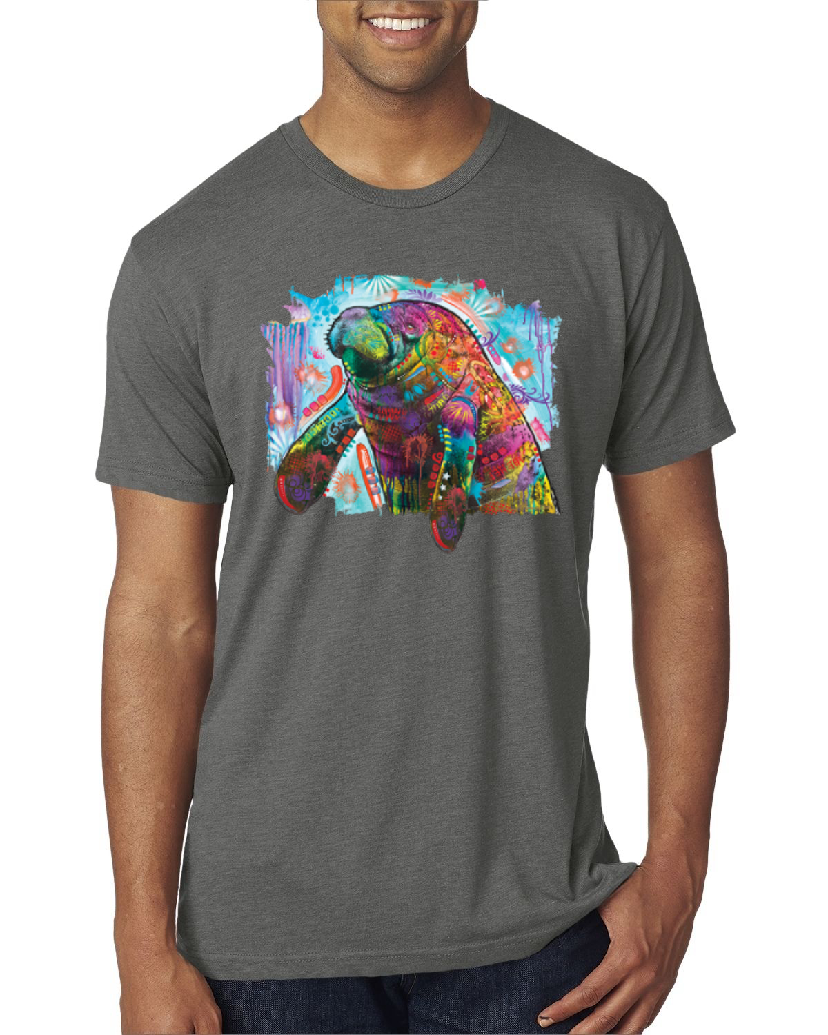 Camiseta Dean Russo Diseño Manatí Pintado Arco Iris para Hombre Premium Tri Mezcla - Imagen 10 de 11