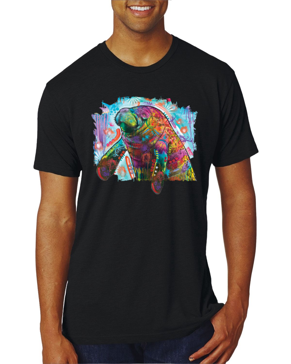 Camiseta Dean Russo Diseño Manatí Pintado Arco Iris para Hombre Premium Tri Mezcla - Imagen 9 de 11