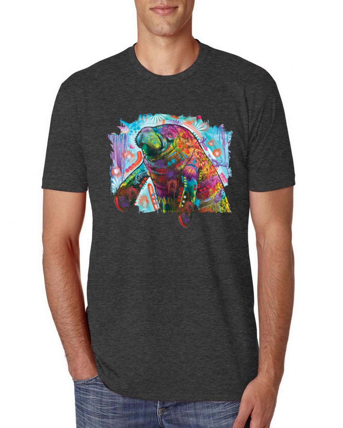 Camiseta Dean Russo Diseño Manatí Pintado Arco Iris para Hombre Premium Tri Mezcla - Imagen 5 de 11