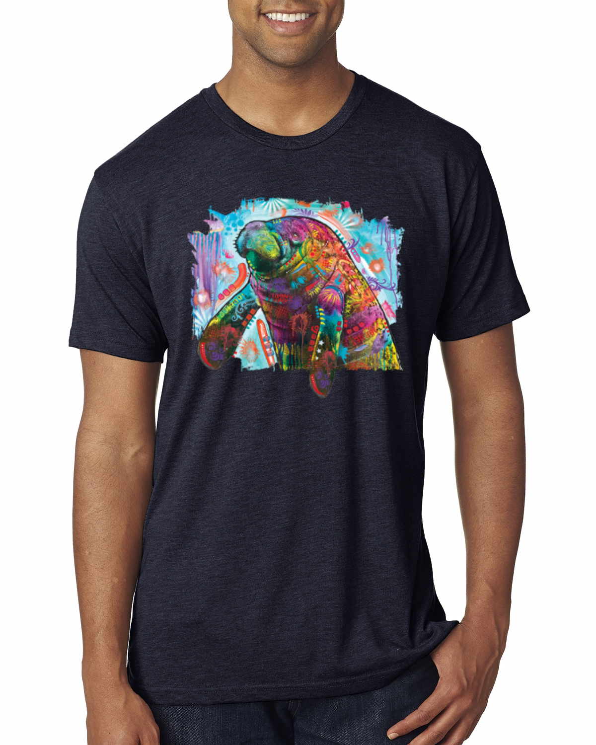 Camiseta Dean Russo Diseño Manatí Pintado Arco Iris para Hombre Premium Tri Mezcla - Imagen 6 de 11