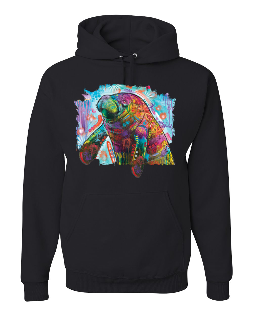 Rainbow Painted Manatee Dean Russo Design Unisex Hoodie Sweatshirt - Picture 2 of 12