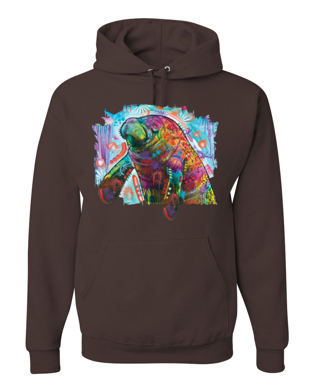 Rainbow Painted Manatee Dean Russo Design Unisex Hoodie Sweatshirt - Picture 12 of 12