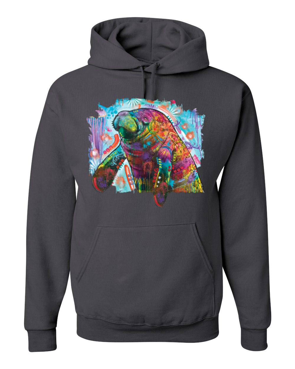 Rainbow Painted Manatee Dean Russo Design Unisex Hoodie Sweatshirt - Picture 3 of 12