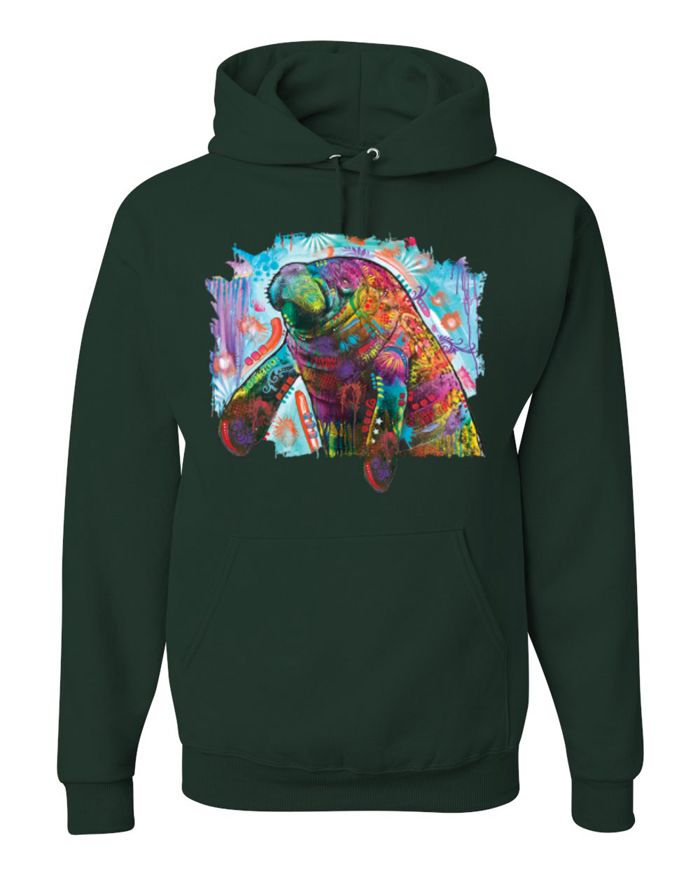 Rainbow Painted Manatee Dean Russo Design Unisex Hoodie Sweatshirt - Picture 4 of 12