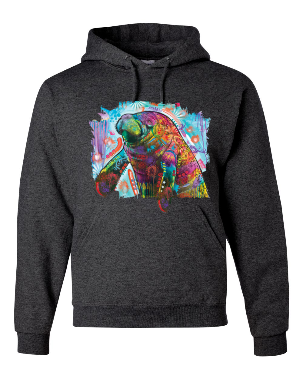 Rainbow Painted Manatee Dean Russo Design Unisex Hoodie Sweatshirt - Picture 5 of 12