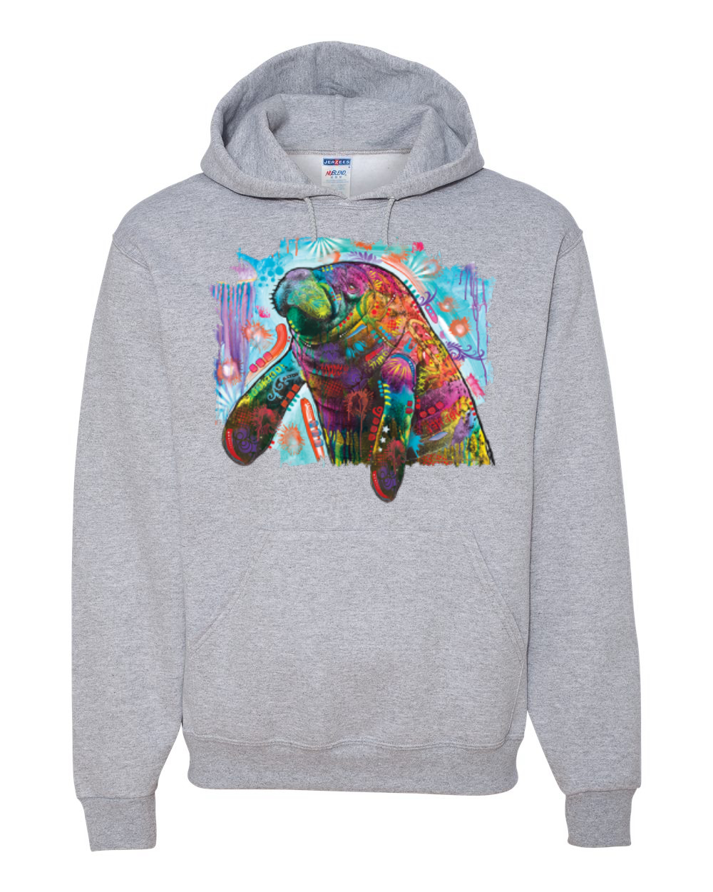 Rainbow Painted Manatee Dean Russo Design Unisex Hoodie Sweatshirt - Picture 6 of 12