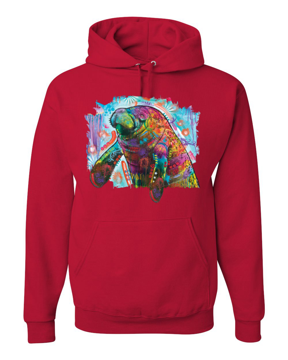 Rainbow Painted Manatee Dean Russo Design Unisex Hoodie Sweatshirt - Picture 7 of 12