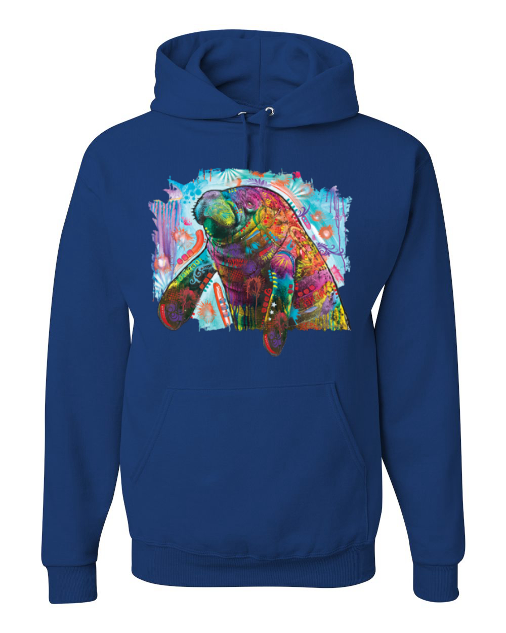 Rainbow Painted Manatee Dean Russo Design Unisex Hoodie Sweatshirt - Picture 8 of 12