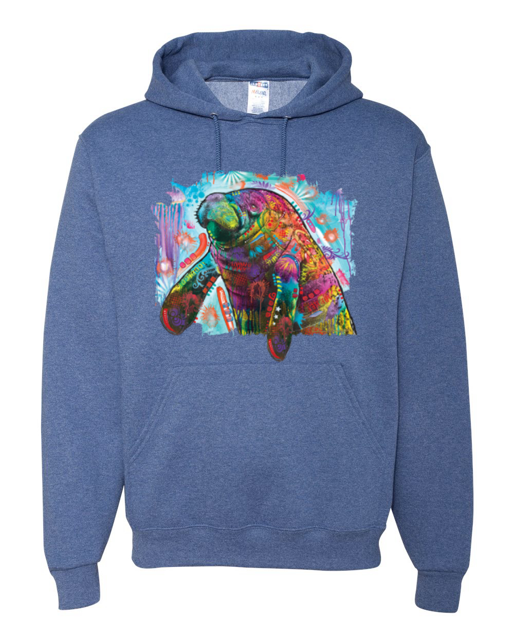 Rainbow Painted Manatee Dean Russo Design Unisex Hoodie Sweatshirt - Picture 9 of 12