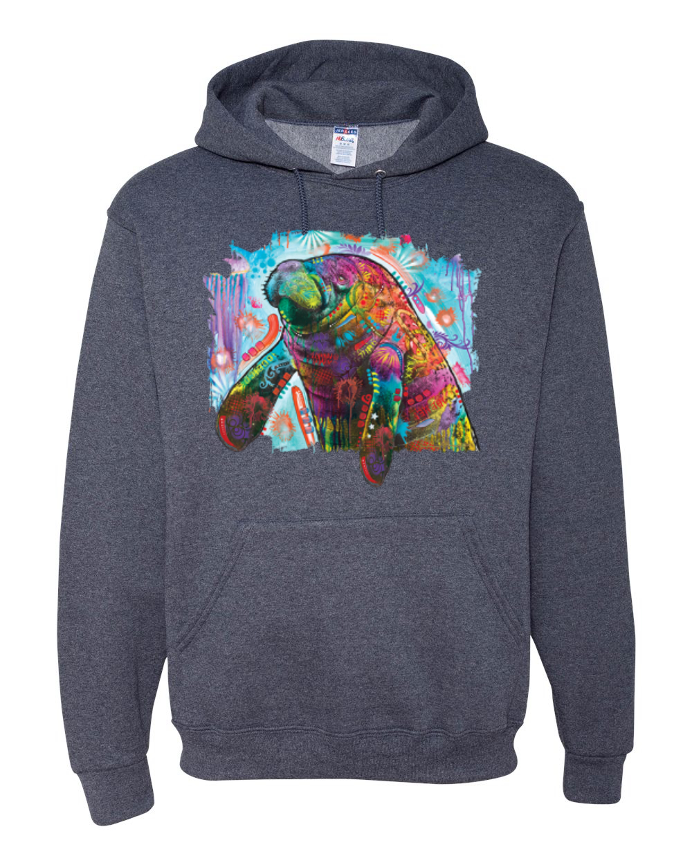 Rainbow Painted Manatee Dean Russo Design Unisex Hoodie Sweatshirt - Picture 10 of 12
